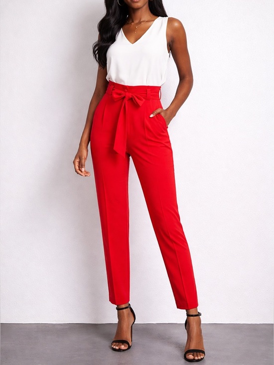 Express Pants - EXPRESS 🔥 Red Hot Paperbag Waist Trousers with Tie Belt